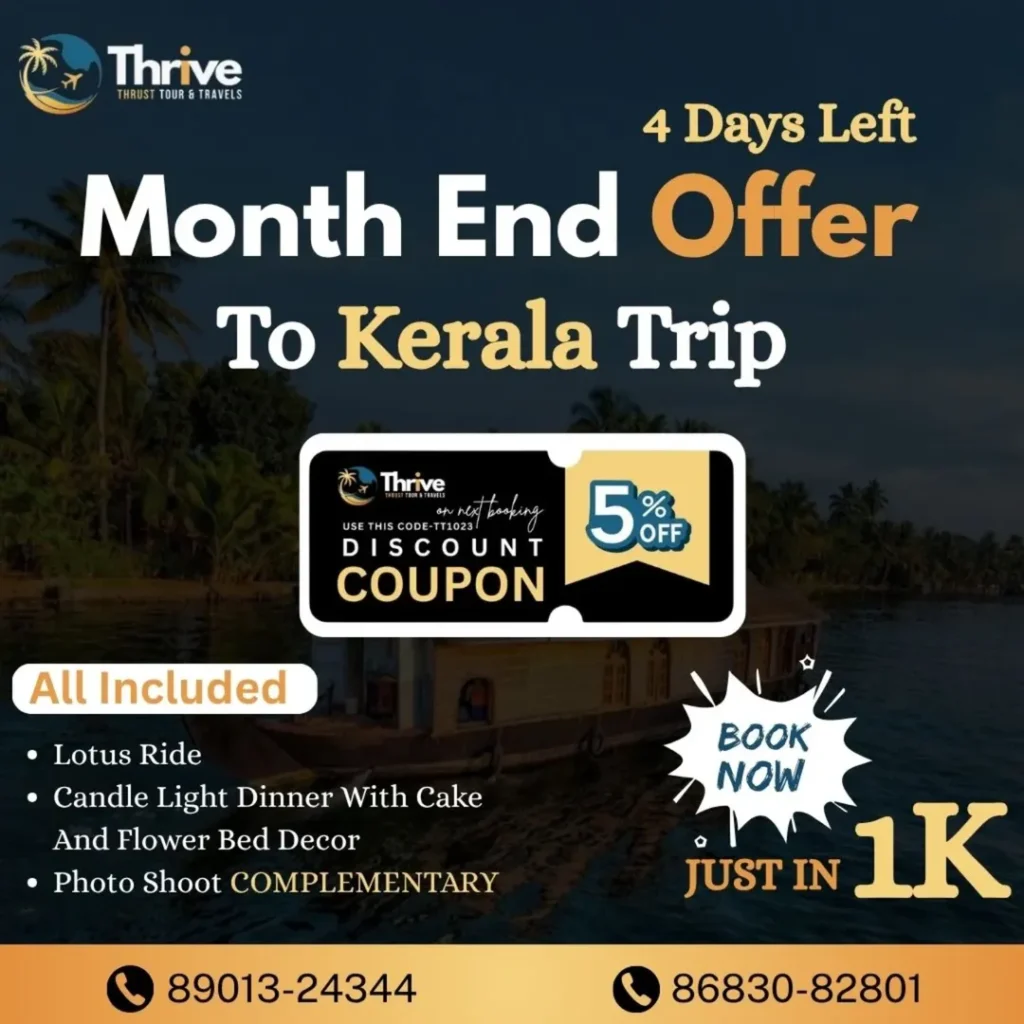 📍 Instagram Caption-✨ Only 4 Days Left! ✨Escape to the backwaters of Kerala with our Month-End